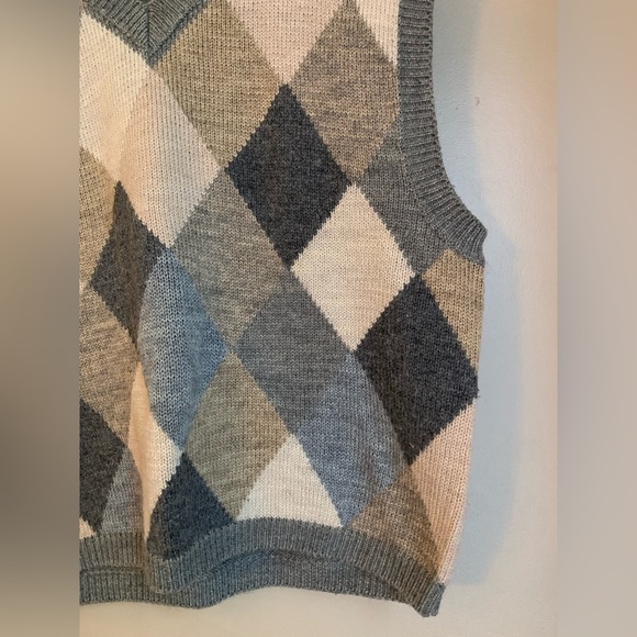 Esprit vintage sweater vest 80’s diamond gray tone - Picture 3 of 8